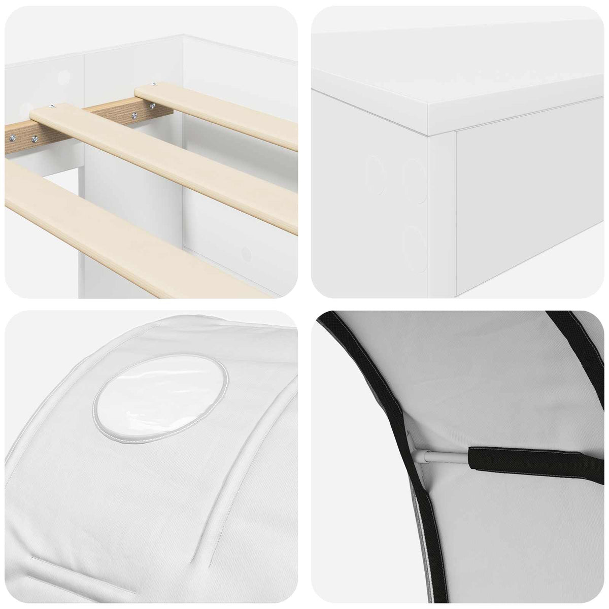 Bed with Tunnel 3 pcs White Engineered Wood