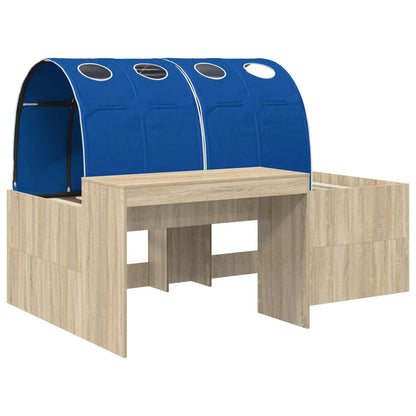 Bed with Tunnel 3 pcs Sonoma Oak and Blue Engineered Wood