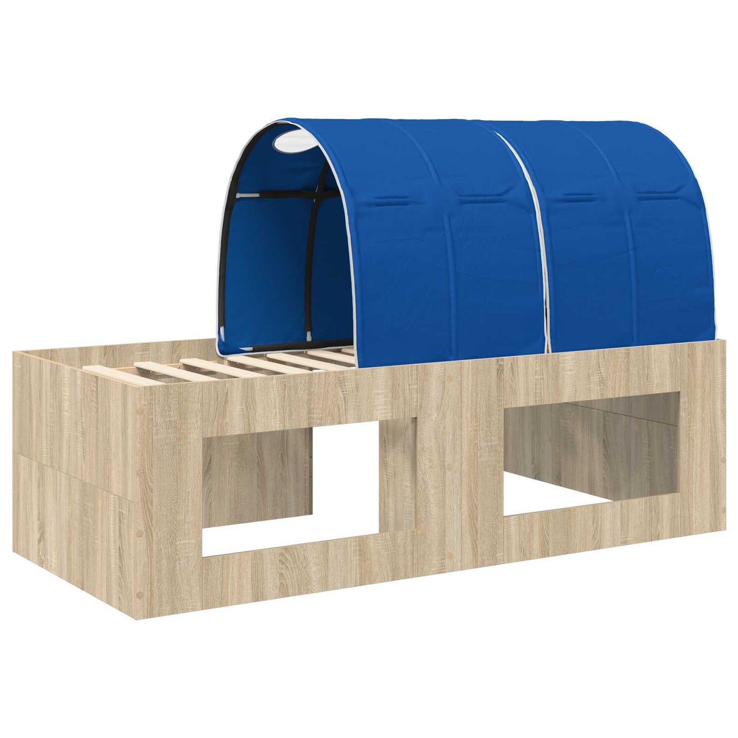 Bed with Tunnel 3 pcs Sonoma Oak and Blue Engineered Wood