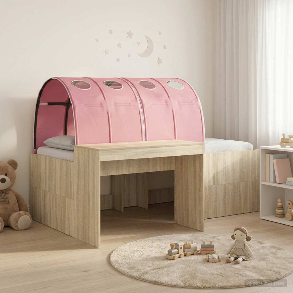 Bed with Tunnel 3 pcs Sonoma Oak and Pink Engineered Wood