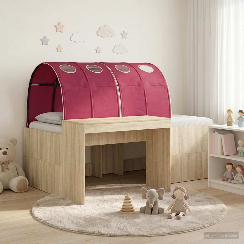 Bed with Tunnel 3 pcs Sonoma Oak and Red Engineered Wood