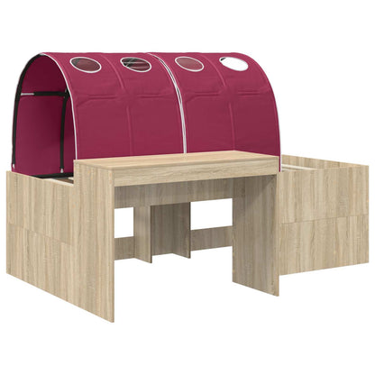 Bed with Tunnel 3 pcs Sonoma Oak and Red Engineered Wood