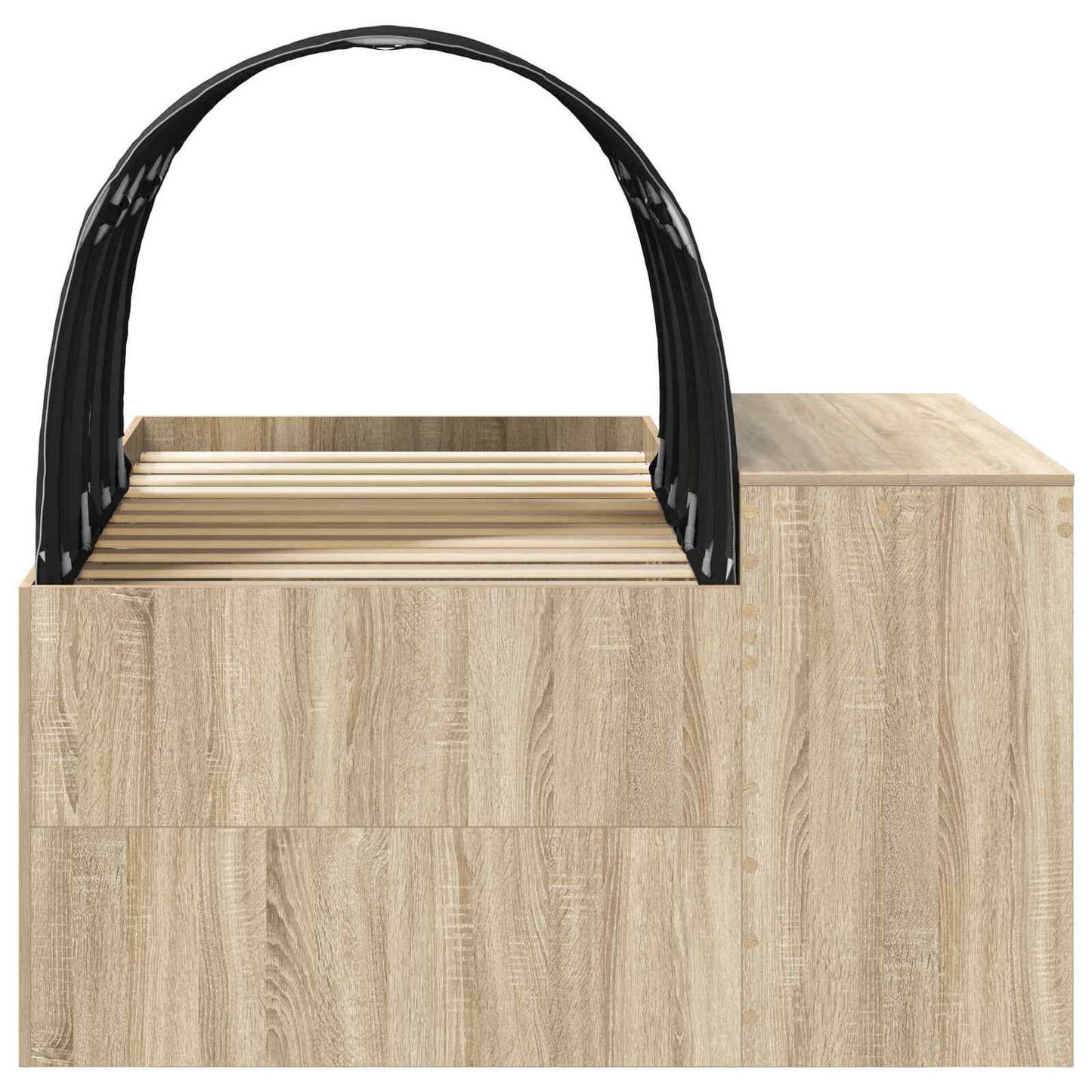 Bed with Tunnel 3 pcs Sonoma Oak and Black Engineered Wood