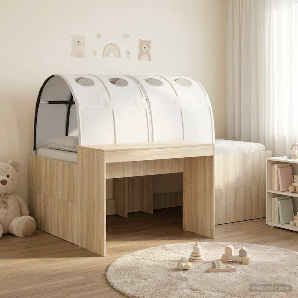 Bed with Tunnel 3 pcs Sonoma Oak and White Engineered Wood