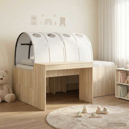 Bed with Tunnel 3 pcs Sonoma Oak and White Engineered Wood