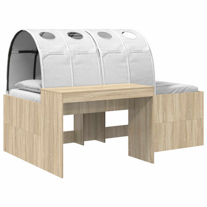 Bed with Tunnel 3 pcs Sonoma Oak and White Engineered Wood