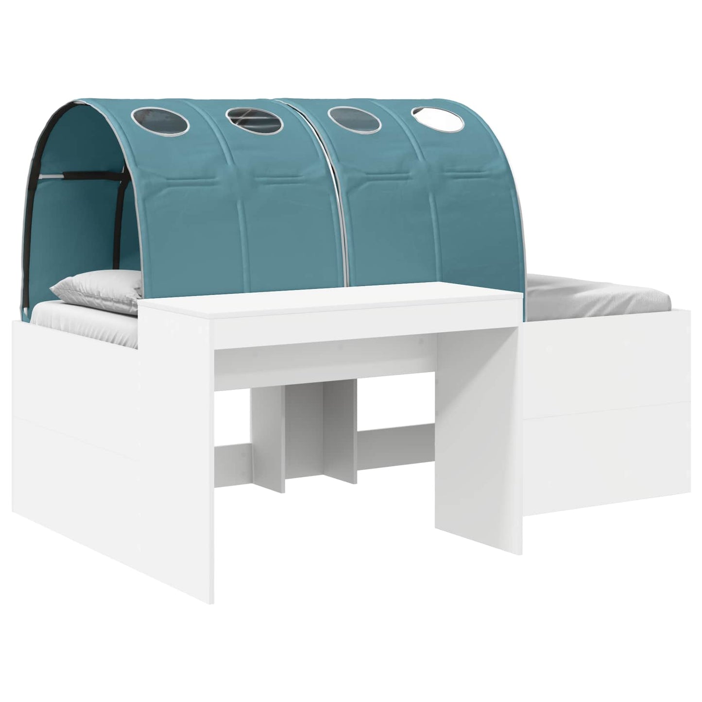 Bed with Tunnel 3 pcs White and Light Blue Engineered Wood