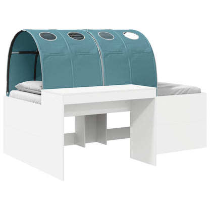 Bed with Tunnel 3 pcs White and Light Blue Engineered Wood