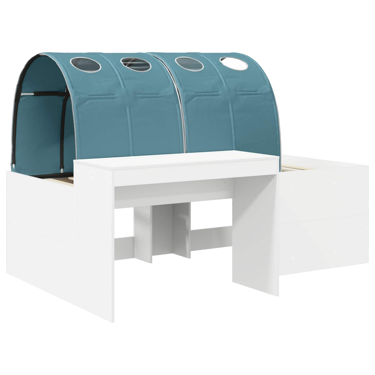 Bed with Tunnel 3 pcs White and Light Blue Engineered Wood