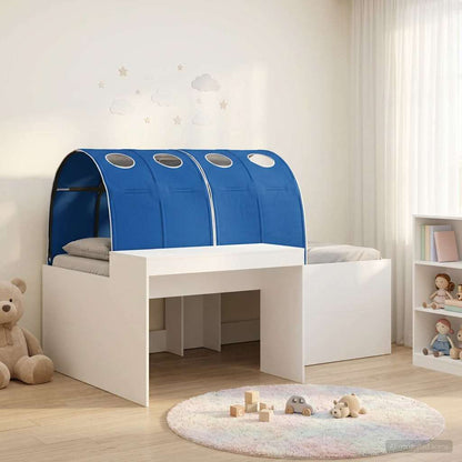 Bed with Tunnel 3 pcs White and Blue Engineered Wood