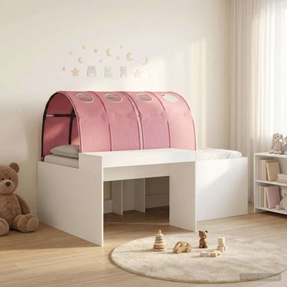 Bed with Tunnel 3 pcs White and Pink Engineered Wood