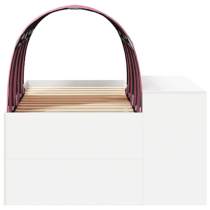 Bed with Tunnel 3 pcs White and Pink Engineered Wood