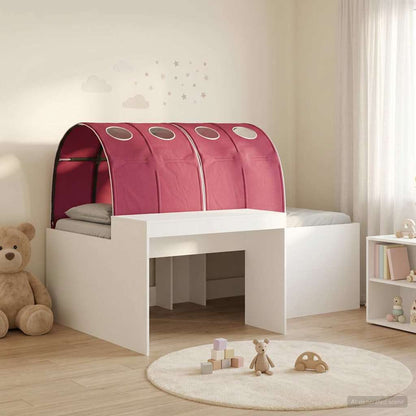 Bed with Tunnel 4 pcs White and Red Engineered Wood