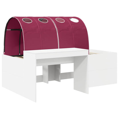 Bed with Tunnel 4 pcs White and Red Engineered Wood