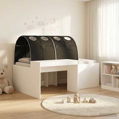 Bed with Tunnel 3 pcs White and Black Engineered Wood