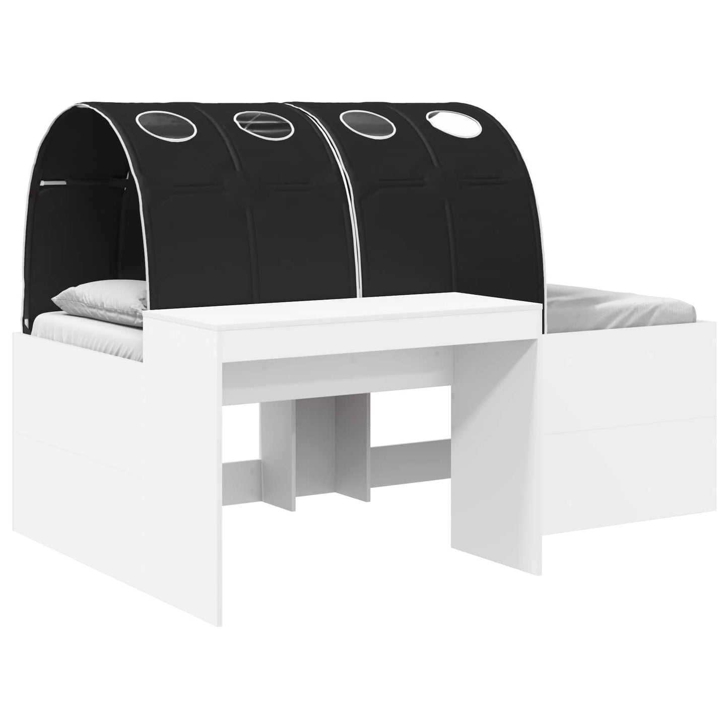 Bed with Tunnel 3 pcs White and Black Engineered Wood
