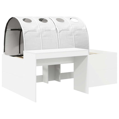 Bed with Tunnel 3 pcs White Engineered Wood