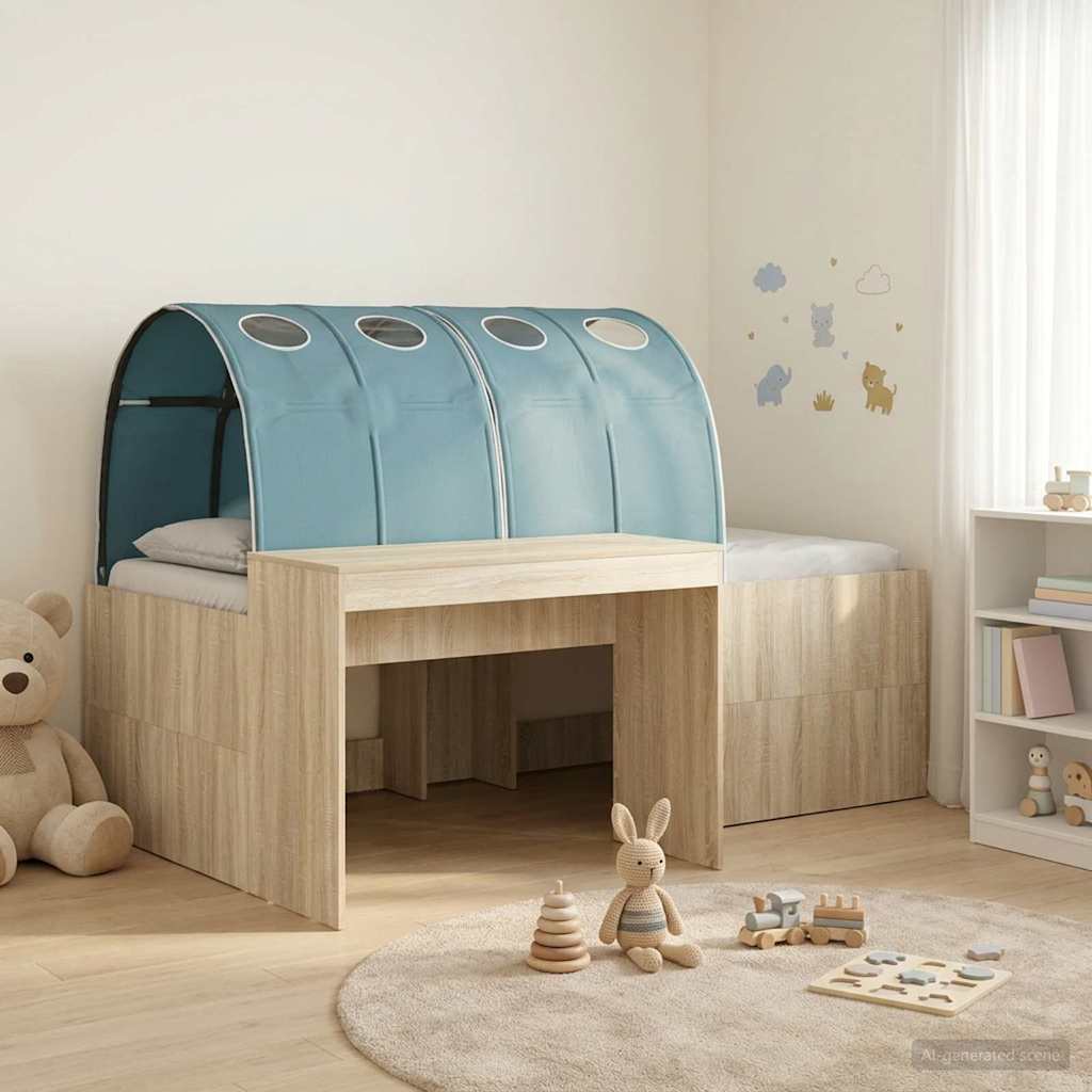 Bed with Tunnel 3 pcs Sonoma Oak and Light Blue Engineered Wood