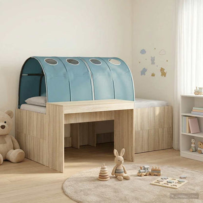Bed with Tunnel 3 pcs Sonoma Oak and Light Blue Engineered Wood