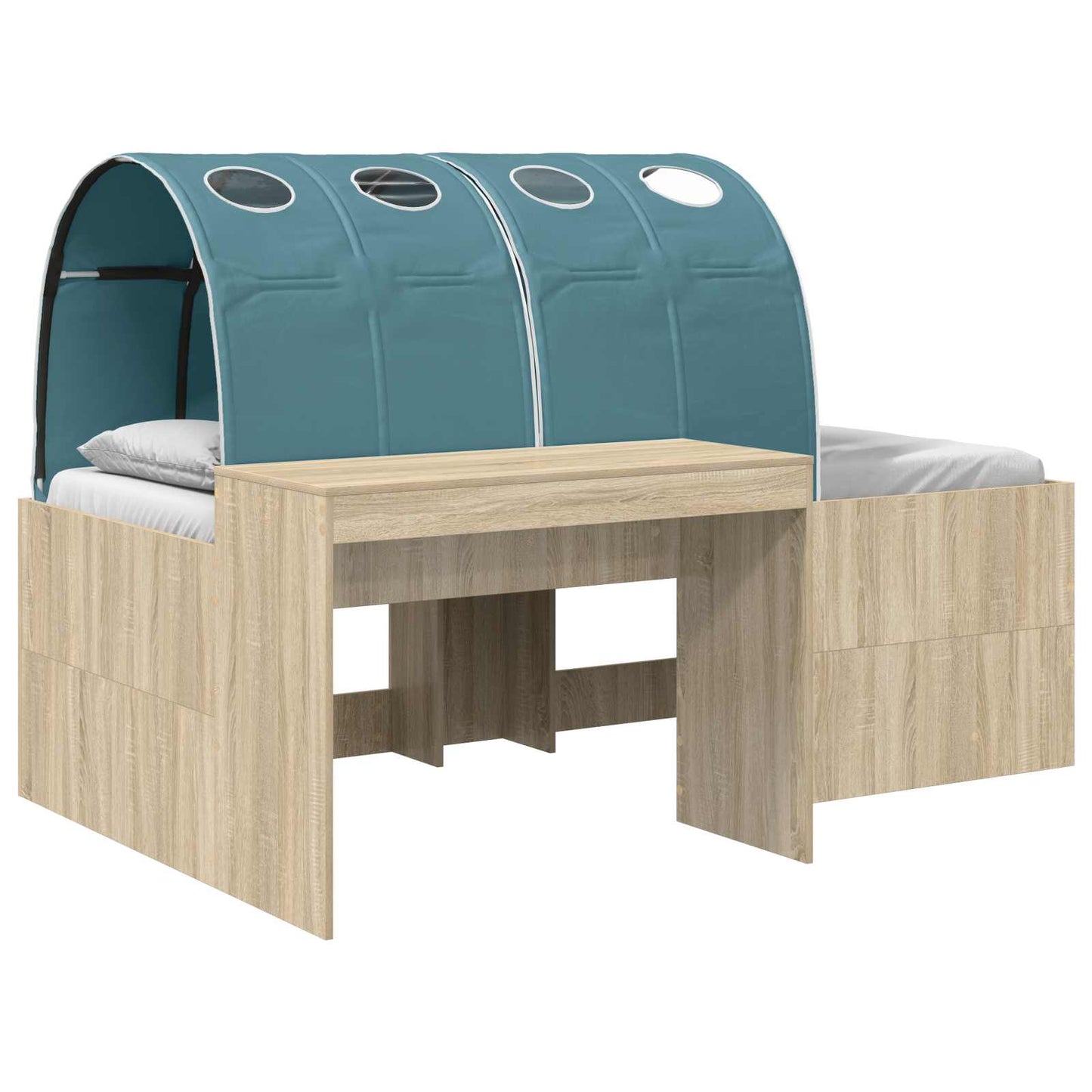 Bed with Tunnel 3 pcs Sonoma Oak and Light Blue Engineered Wood