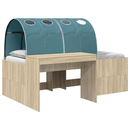 Bed with Tunnel 3 pcs Sonoma Oak and Light Blue Engineered Wood