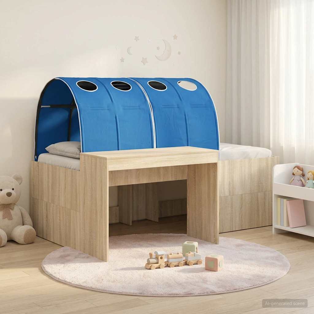 Bed with Tunnel 3 pcs Sonoma Oak and Blue Engineered Wood