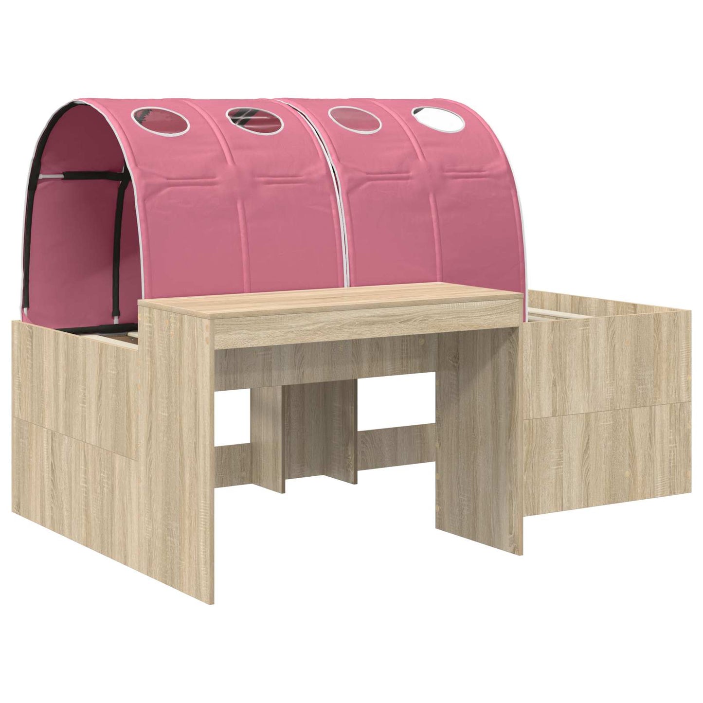 Bed with Tunnel 3 pcs Sonoma Oak and Pink Engineered Wood