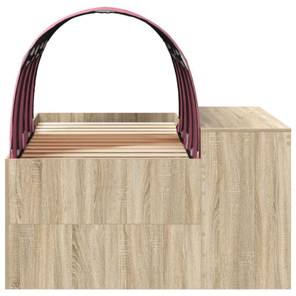 Bed with Tunnel 3 pcs Sonoma Oak and Pink Engineered Wood