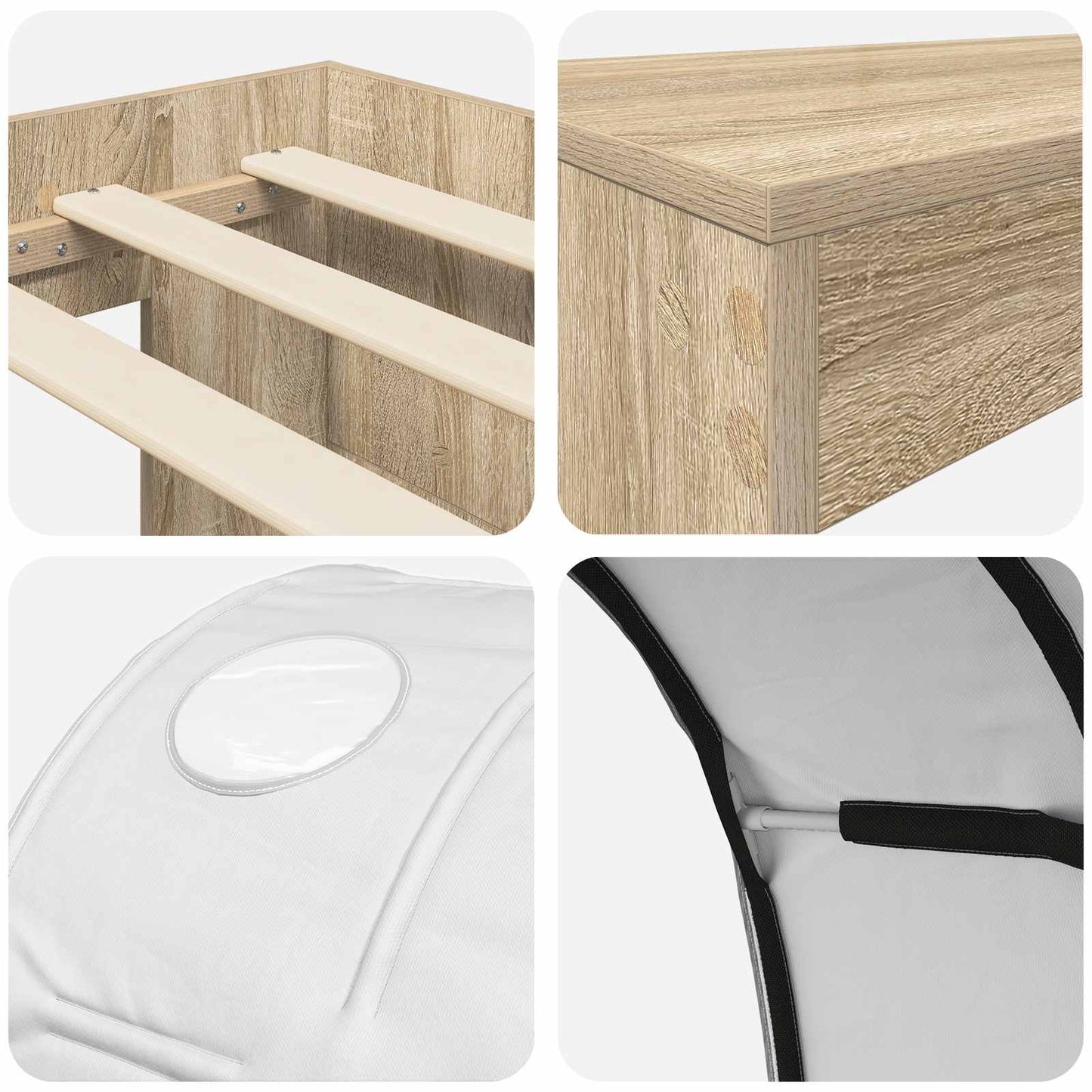 Bed with Tunnel 3 pcs Sonoma Oak and White Engineered Wood