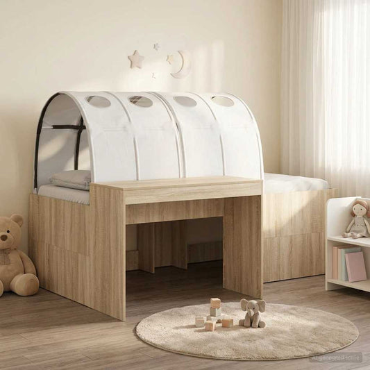 Bed with Tunnel 3 pcs Sonoma Oak and White Engineered Wood