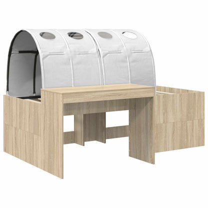 Bed with Tunnel 3 pcs Sonoma Oak and White Engineered Wood