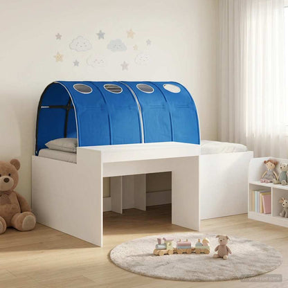 Kids'High Bed Frame with Desk 3 pcs White and Blue