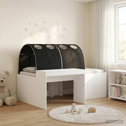 Kids'High Bed Frame with Desk 3 pcs White and Black