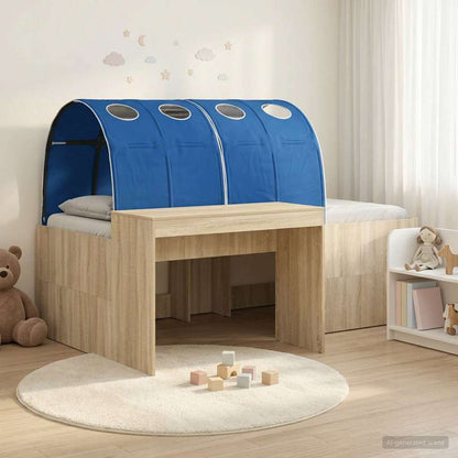 Kids'High Bed Frame with Desk 3 pcs Sonoma Oak and Blue