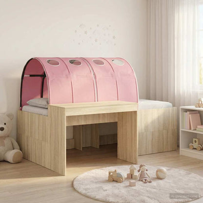Kids'High Bed Frame with Desk 3 pcs Sonoma Oak and Pink