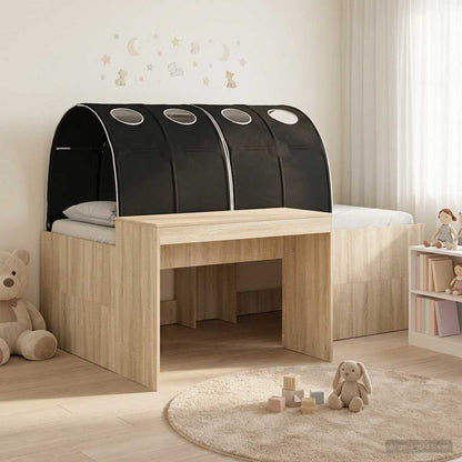 Kids'High Bed Frame with Desk 3 pcs Sonoma Oak and Black