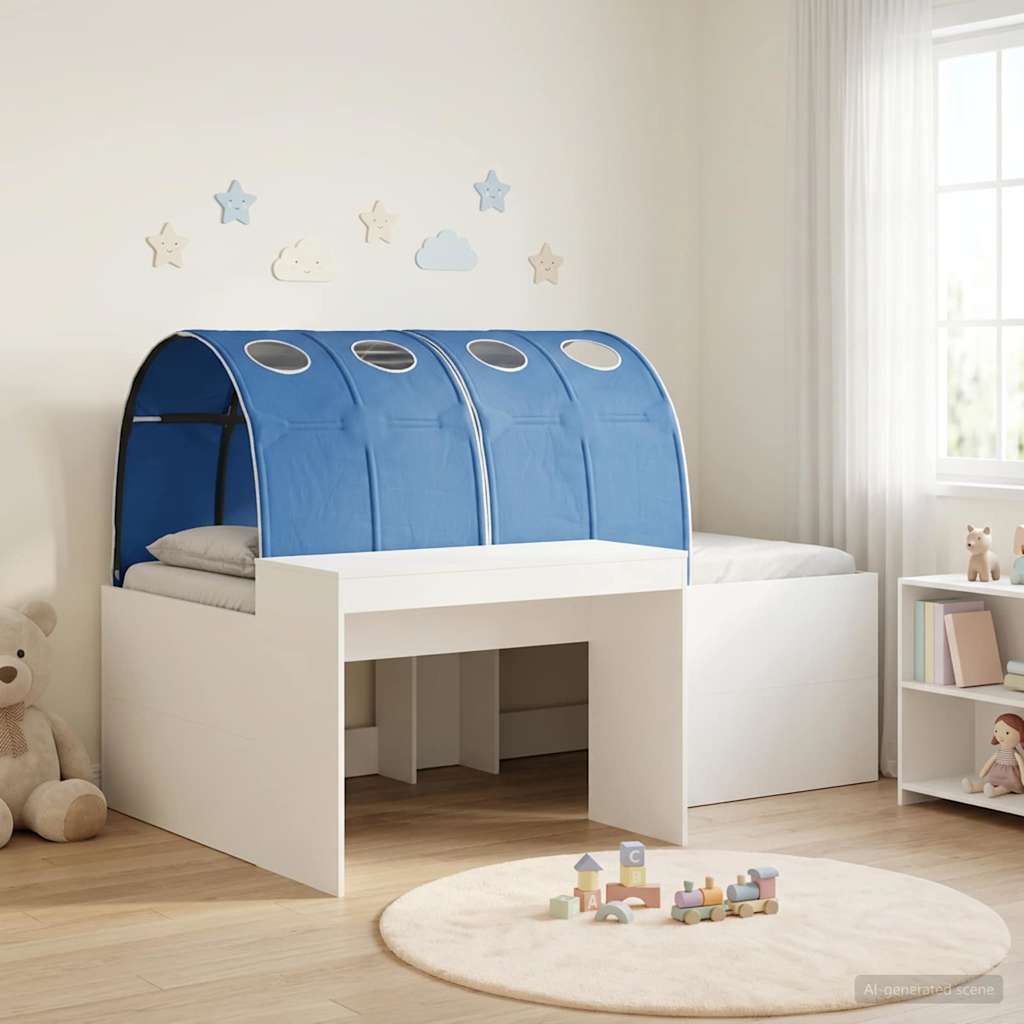 Bed with Tunnel 3 pcs Artisian Oak and Blue Engineered Wood