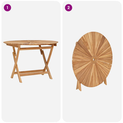 Folding Garden Table Natural Ø 110 x 75 cm Solid Teak Wood
