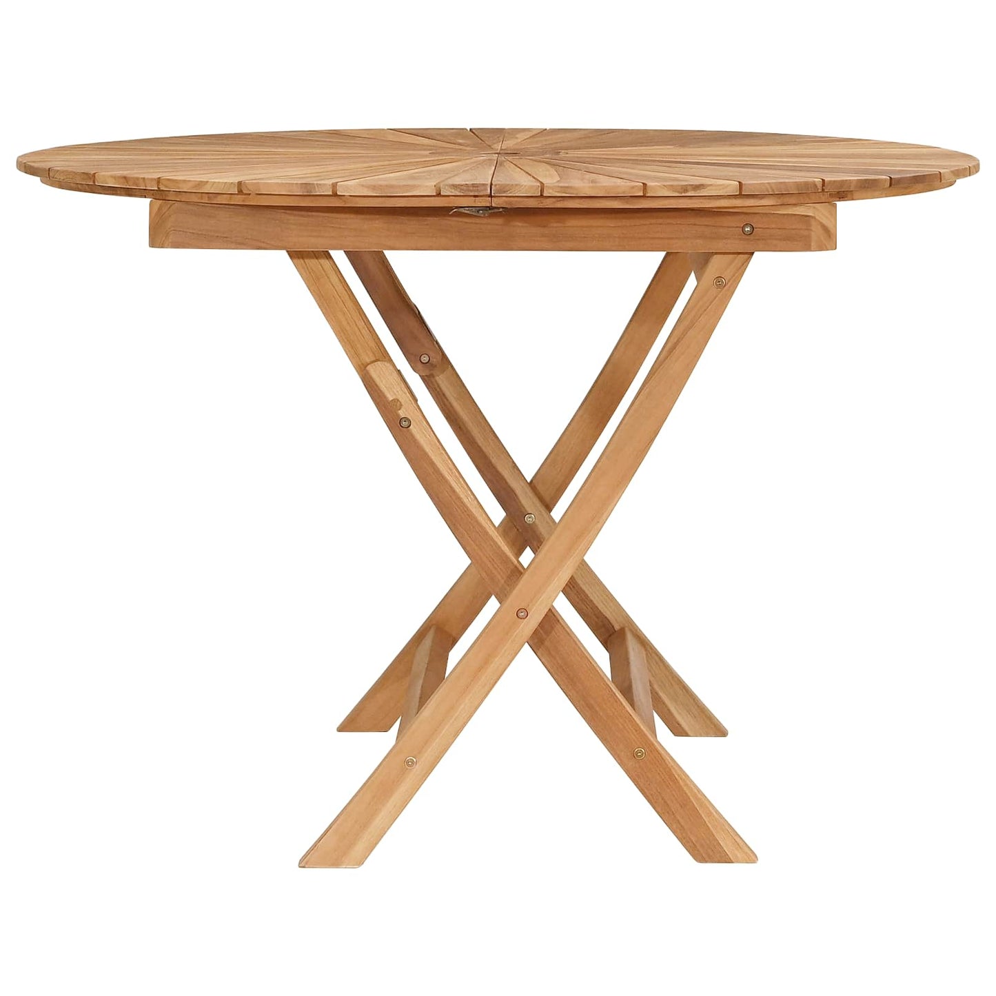 Folding Garden Table Natural Ø 110 x 75 cm Solid Teak Wood