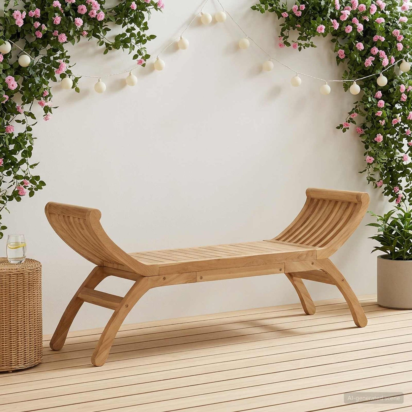 Garden Bench 2 -Seater 126 cm Solid Teak Wood Natural
