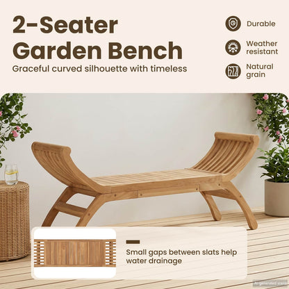 Garden Bench 2 -Seater 126 cm Solid Teak Wood Natural