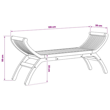 Garden Bench 2 -Seater 126 cm Solid Teak Wood Natural