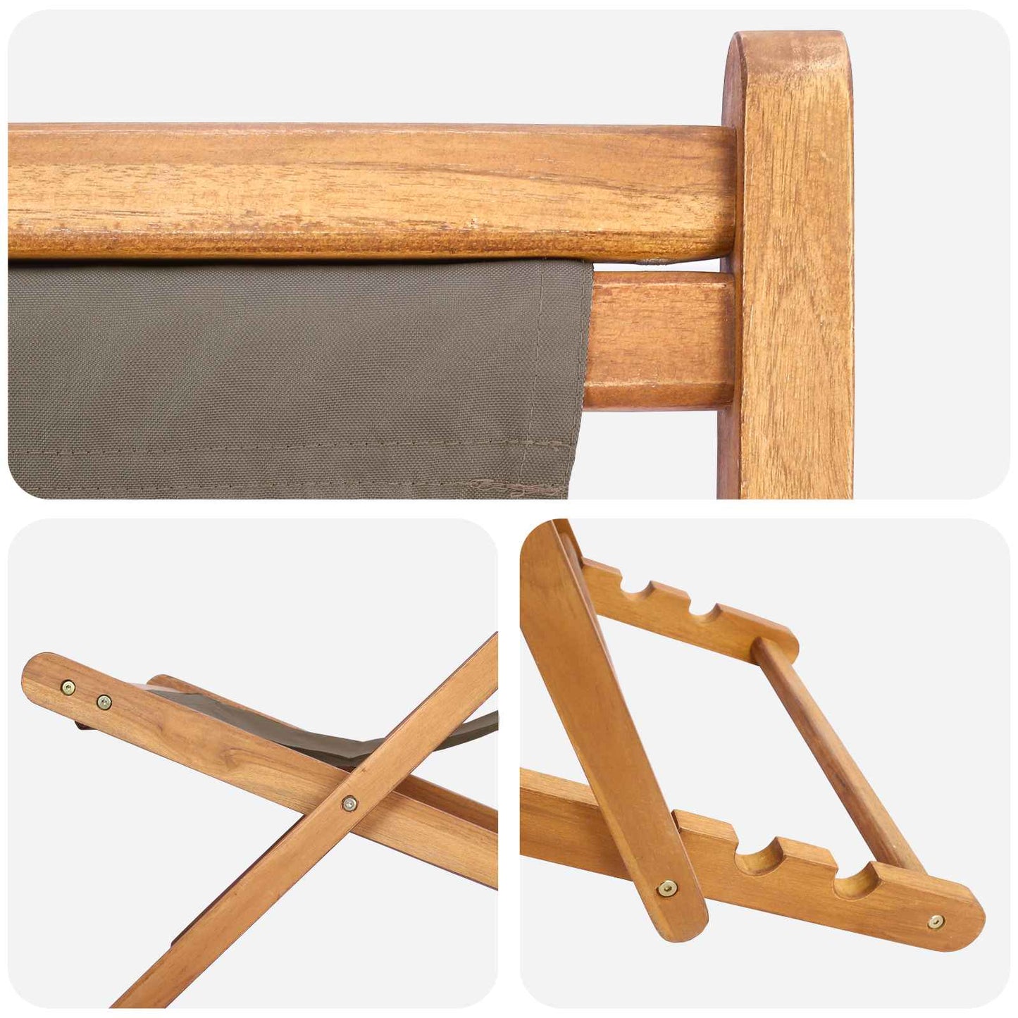 Beach Chair Taupe Solid Teak Wood