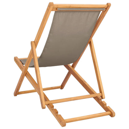 Beach Chair Taupe Solid Teak Wood
