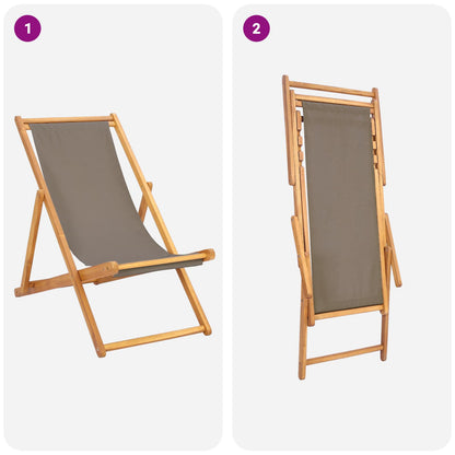 Beach Chair Taupe Solid Teak Wood