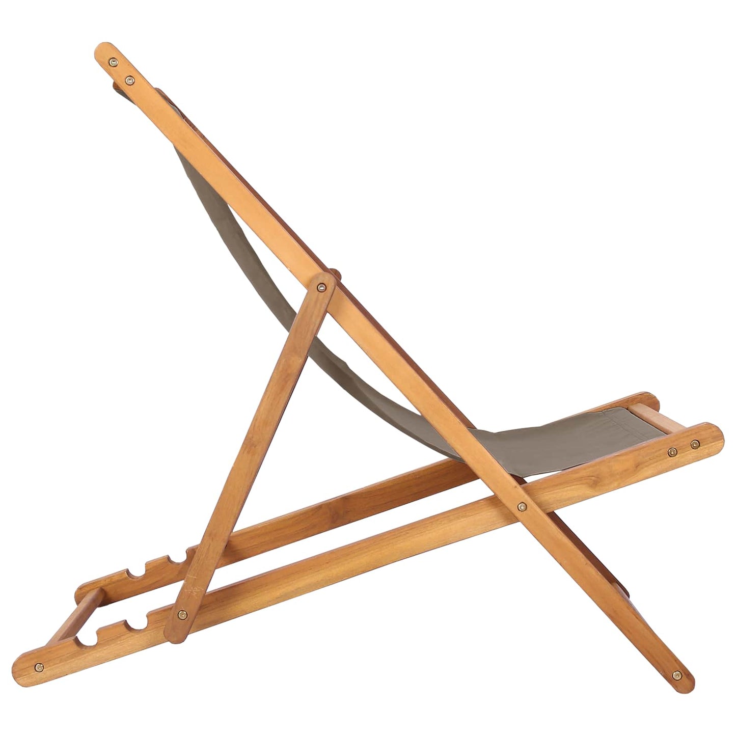 Beach Chair Taupe Solid Teak Wood