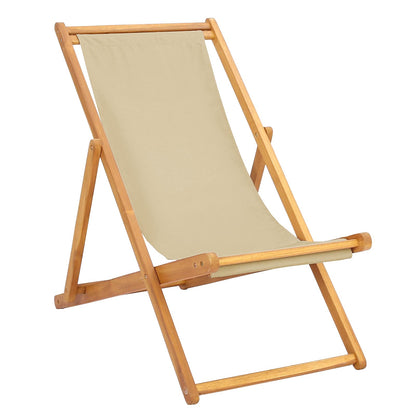 Beach Chair Beige Solid Teak Wood