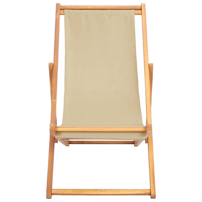 Beach Chair Beige Solid Teak Wood