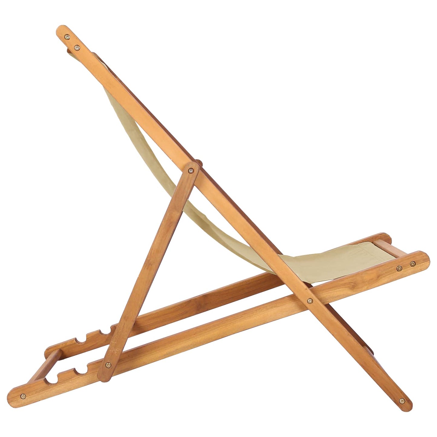 Beach Chair Beige Solid Teak Wood