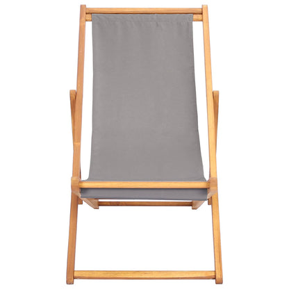 Beach Chair Light Grey Solid Teak Wood